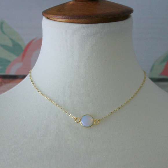 Simple Sanctuary Jewelry - Handmade White Opal Stone Gold Choker